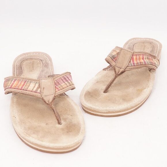 SPERRY TopSider Plaid Leather Thong Sandals, 7 - Picture 2 of 10